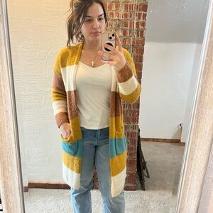 Magnolia Yellow and Blue Cardigan Sweater